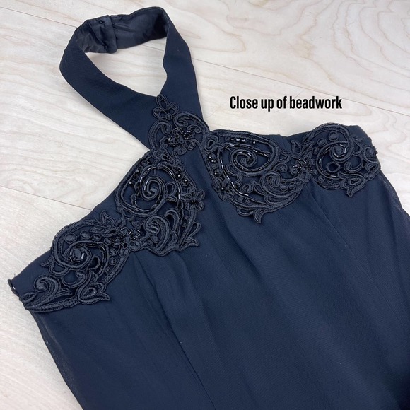 Vintage 1990s Black Halter Mini Skater Dress - Picture 5 of 8